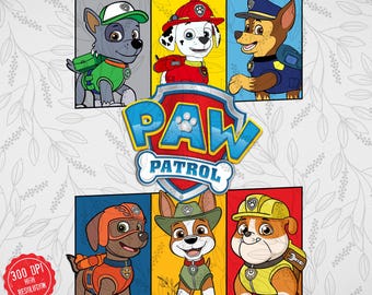 Cartoon Puppy Rescue Team PNG Clipart, Kids Birthday (Digital Download)