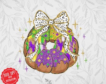 Coquette King Cake PNG: Mardi Gras Fleur De Lis (Digital Download)