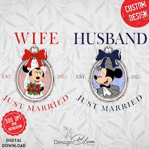 Mickey Minnie Custom Wedding Png, Bride Groom Mickey Minnie, I Said Yes Png, Just Married Husband Wifey Png, Couple Matching Design Png