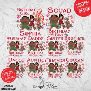 Benutzerdefinierte Moana Geburtstag Familie Png-Bundle, Benutzerdefinierte Prinzessin Moana Passende Png, Moana Prinzessin Geburtstagsparty Png, Familie Geburtstagskind Png