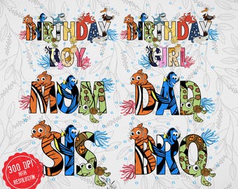 Nemo Birthday Squad PNG: Family Matching Design (Digital Download)