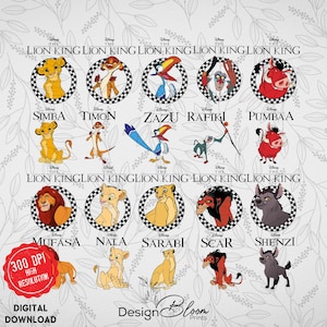 Lion King Front Back PNG Bundle: Simba, Nala, Timon & Pumbaa (Digital Download)