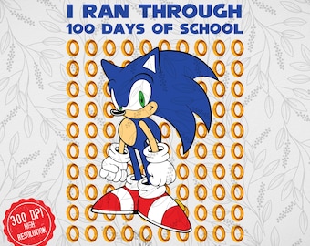 Sonic 100 días de escuela PNG: Diseño de camiseta (Descarga digital)