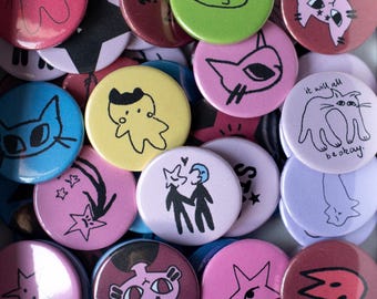 Illustrated D-Pin Badges 25mm