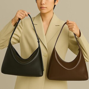 Sac croissant en cuir lisse | sac à main minimaliste pour tous les jours | Petit sac à main moderne en forme de demi-lune Work | Cabas élégant en cuir végétalien pour tous les jours