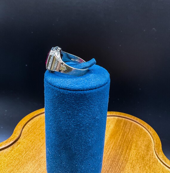 Huge Ruby Solitare Tri Color Golds Statement Ring - image 4