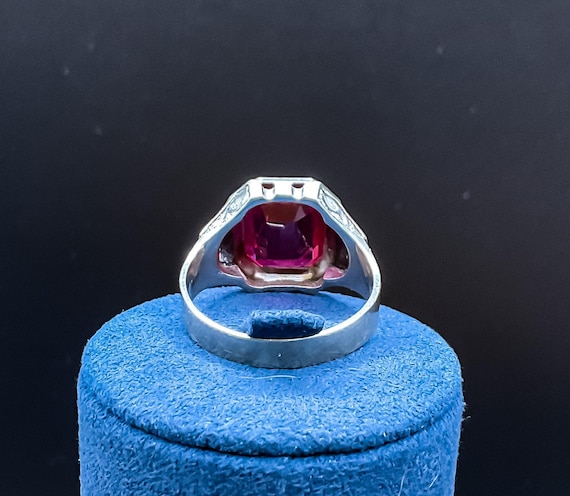 Huge Ruby Solitare Tri Color Golds Statement Ring - image 2