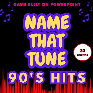 Gioco a quiz sulla musica degli anni '90 / 30 ROUND / Gioco PowerPoint "Indovina la canzone" / Download digitale / Gioco per feste / Indovina la canzone e l'artista / Gioco sui successi degli anni '90