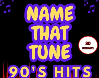 90s Music Trivia Game | 30 ROUNDS | Name That Tune PowerPoint Game | Digital Download | Party Game | Guess the Song & Artist | 90s Hits Game