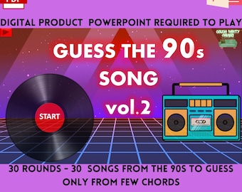 GUESS THE 90s SONG vol.2 | 30 Rounds & 30 Songs | Digital 90s Music Party Game | 90s Hits Trivia | Music Quiz | Few Chords | Powerpoint game
