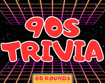 90s TRIVIA GAME | 7 Round PowerPoint Quiz | 80 Questions | 90s Party Game, Music, Movies, TV Shows, Toys, Trends | Digital Game | Powerpoint