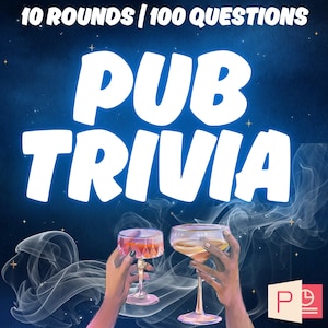 PUB TRIVIA デジタルゲーム | 10 ラウンド & 100 問 | トリビアゲーム | 職場パーティーゲーム | 友達とのトリビアナイト | Mac / PC | PowerPoint で構築