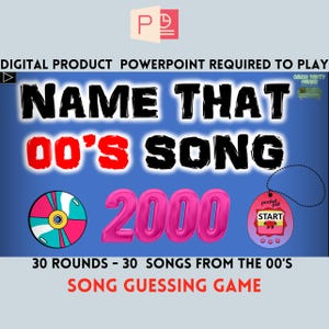 NAME THAT 00&#39;s SONG | Digital Song-Guessing Game | 30 Songs | 2000 Quiz | Party Game | Play in Person/Virtually | Zoom | Built on PowerPoint