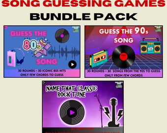 Mega Value SONGS GUESSING Digital Game Bundle | 3 Games to Play | Perfect Game for Party  | For Music Lovers | Instant  PowerPoint Download