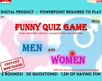 MEN And WOMEN QUIZ Game | Gender Differences | Digital Quiz | Party Game | 6 Rounds & 50 Questions | Friends | Good time | Powerpoint game