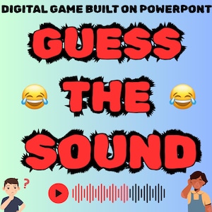 Gioco GUESS The SOUND / 30 round / Quiz sui suoni / Gioco per famiglie / Gioco audio digitale / Serata di giochi virtuali / Mac e PC / Basato su PowerPoint