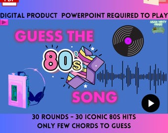GUESS The 80s SONG GAME | 30 Rounds & 30 Songs | Only Few Chords | Digital 80s Music Party Game | 80s Hits Trivia | Music Quiz | Powerpoint