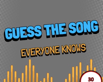 GUESS THE SONG  | Digital Song-Guessing Game |  30 Popular Songs | Trivia Game | Party Game | Play in Person/Virtually | Built on PowerPoint