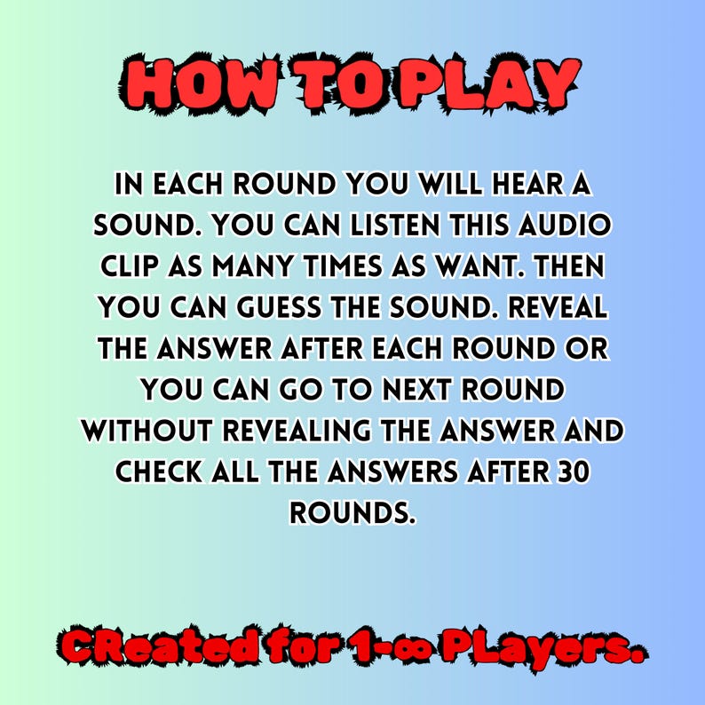 GUESS The SOUND Game | 30 Rounds | Sound Quiz | Family Party Game | Digital Audio Game | Virtual Game Night | Mac & PC | Built on PowerPoint image 2