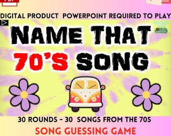 NAME THAT 70s SONG | Digital Song-Guessing Game |  30 Songs | Trivia Game | Party Game | Play in Person/Virtually | Built on PowerPoint