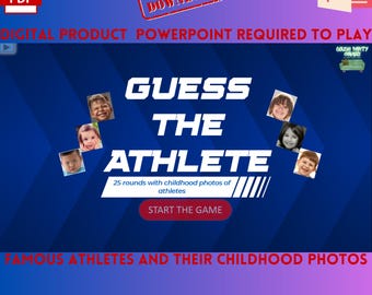 GUESS THE ATHLETE game | 25 Rounds| Baby Celebrity Game | Who's That Baby? | For Baby Shower | Fun Game Night at Home | Built on Powerpoint