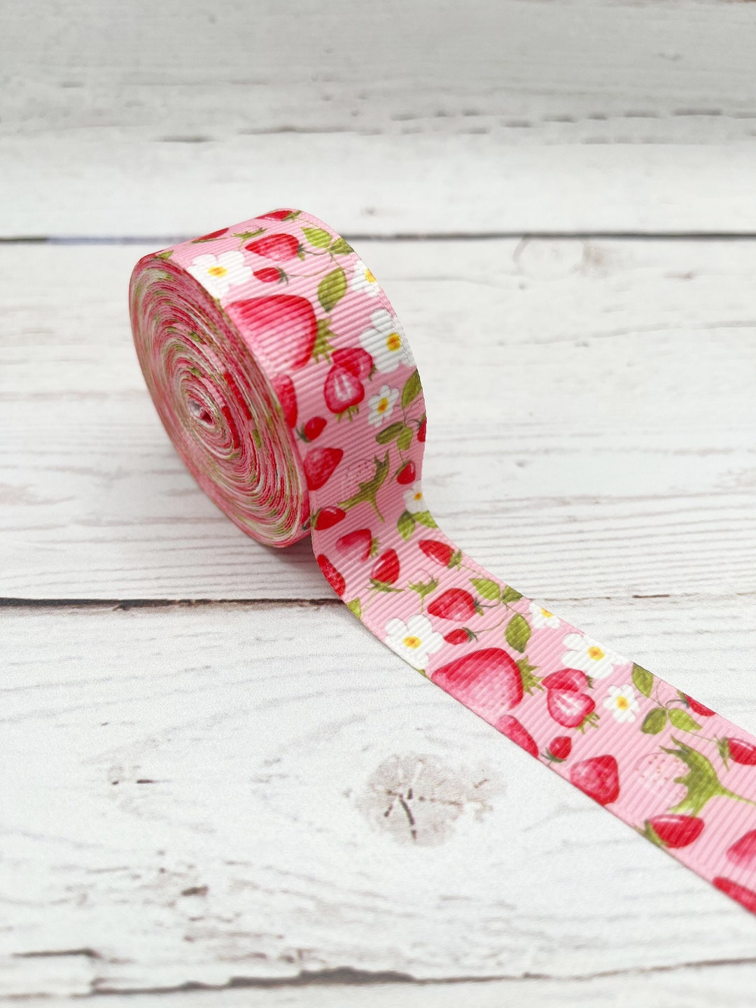 Grosgrain Ribbon, 7/8 Inch Ribbon, Strawberry Ribbon, Pink Ribbon ...