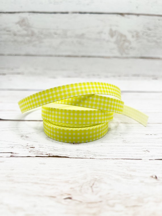 3/8 Inch Ribbon, Grosgrain Ribbon, Yellow Ribbon, Gingham Ribbon, Ribbon  For Bows, Craft Ribbon, Ribbon By The Yard, Spring Ribbon