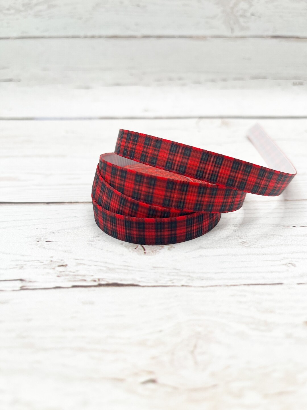 Red Plaid Ribbon Christmas Plaid Ribbon 3/8 Inch Ribbon Etsy