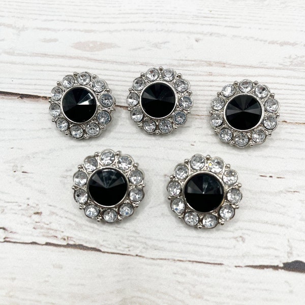 Rhinestone Buttons, Black Button, Clear Buttons, Acrylic Buttons, Plastic Buttons, Round Buttons, Embellishment