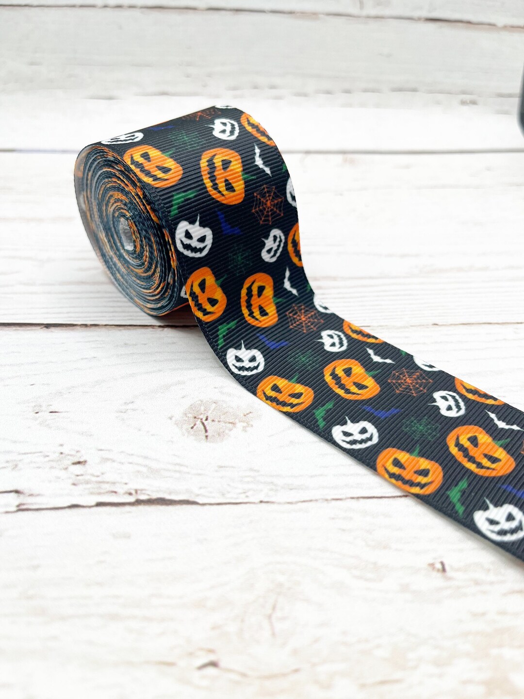 Halloween Ribbon, Holiday Ribbon, Bat Ribbon, Pumpkin Ribbon, 1.5 Inch Ribbon, Grosgrain Ribbon