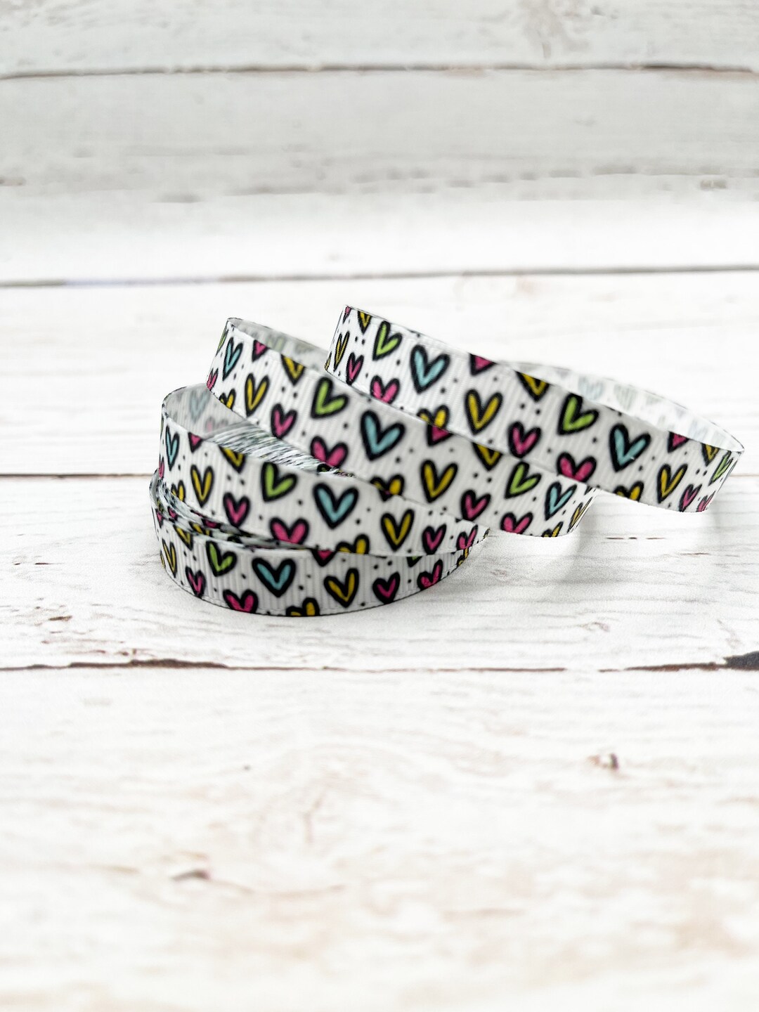 3/8 Inch Ribbon, Grosgrain Ribbon, Heart Ribbon, Valentine Ribbon