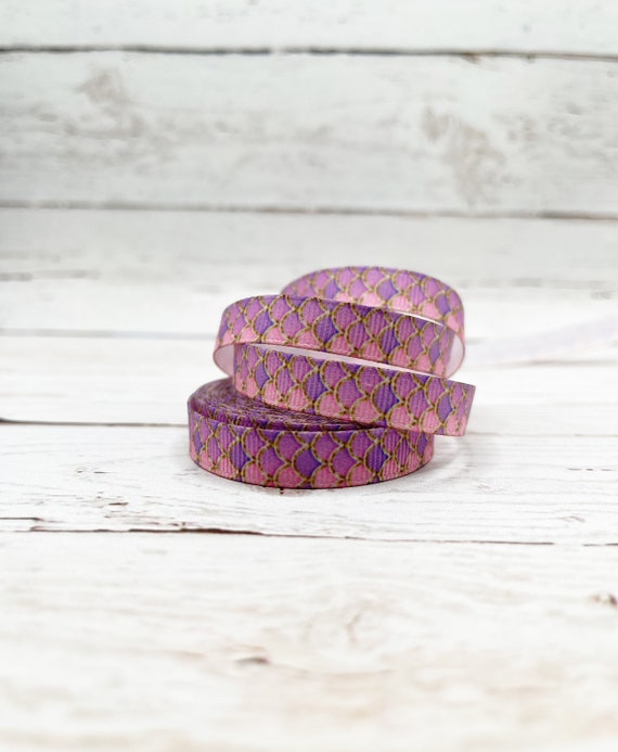 3/8 Inch Ribbon, Grosgrain Ribbon, Mermaid Ribbon, Purple Ribbon, Pink  Ribbon, Girls Ribbon, Ribbon For Bows, Craft Ribbon