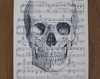 As Seen in Real Simple creepy halloween skull shabby chic vintage sheet music