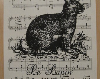 french market bunny le lapin on vintage sheet music
