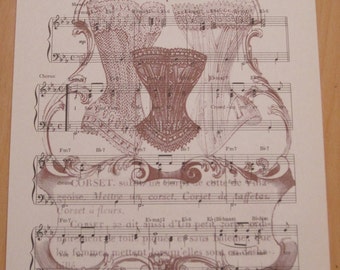 NEW vintage corsets french market vintage sheet music