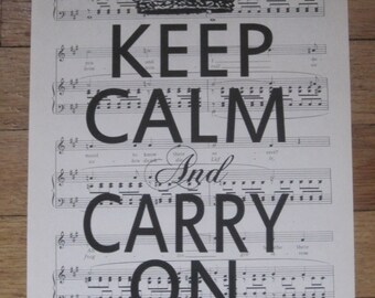 NEW keep calm and carry on vintage sheet music