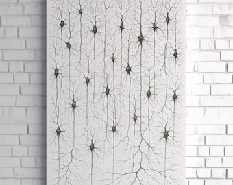 Arte mural de redes neuronales - Impresión vintage de células neuronales - Arte científico para médicos, aulas, laboratorios y oficinas modernas
