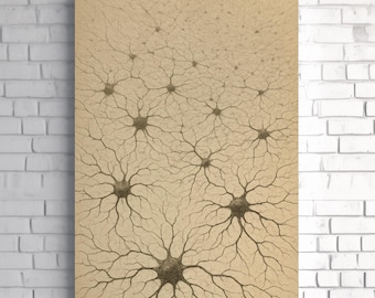 Impresión en lienzo de red neuronal cósmica - Arte mural de mapa mental vintage - Decoración científica minimalista para oficinas modernas y espacios reflexivos