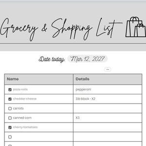 Grocery List
