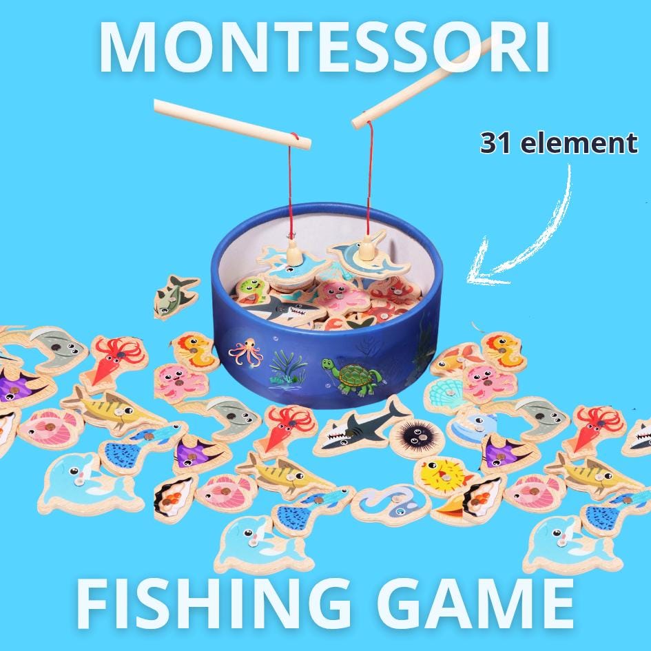 Handcrafted Wooden Fishing Game for Curious Toddlers | Montessori Toy ...
