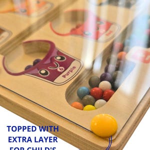 Magnetic Montessori color sorting game, toddler art board for learning math and interactive play. Topped with extra layer for child safety