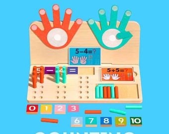 4 in 1 Montessori Math Counting Toy - Felt Finger Wooden Educational Game | Early Learning for Toddlers Preschool School
