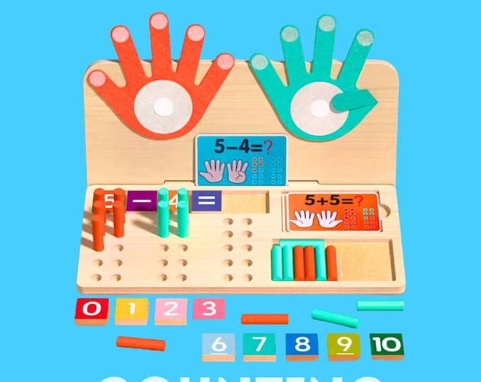 4 in 1 Montessori Math Counting Toy - Felt Finger Wooden Educational Game | Early Learning for Toddlers Preschool School