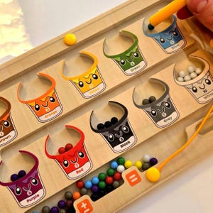 Montessori color matching board with counting pegs, early learning educational math toy for toddlers