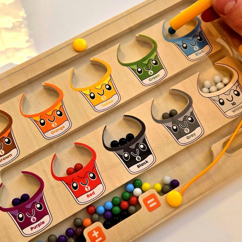 Montessori color matching board with counting pegs, early learning educational math toy for toddlers