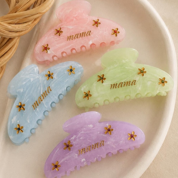 mama hair clip • Birthstone Hair Clip for Mom • Mother's Day Gift • mama birthstone hair claw clip • mama