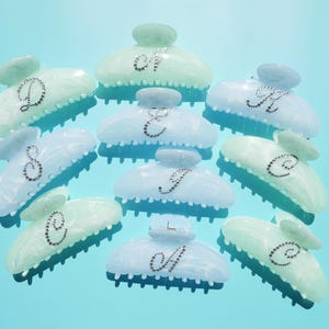 minimalistic custom claw clip monogram claw clip single initial claw clip custom initial claw clip