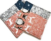 Pink Deer | Woodland Themed Kitchen | Quilted Potholder Set