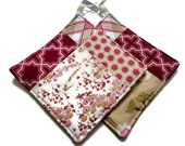 Pink - Floral Quilted Potholder Set - Handmade Hostess Gift