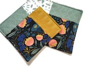 Modern Floral | Quilted Potholder Set | Handmade Kitchen Decor